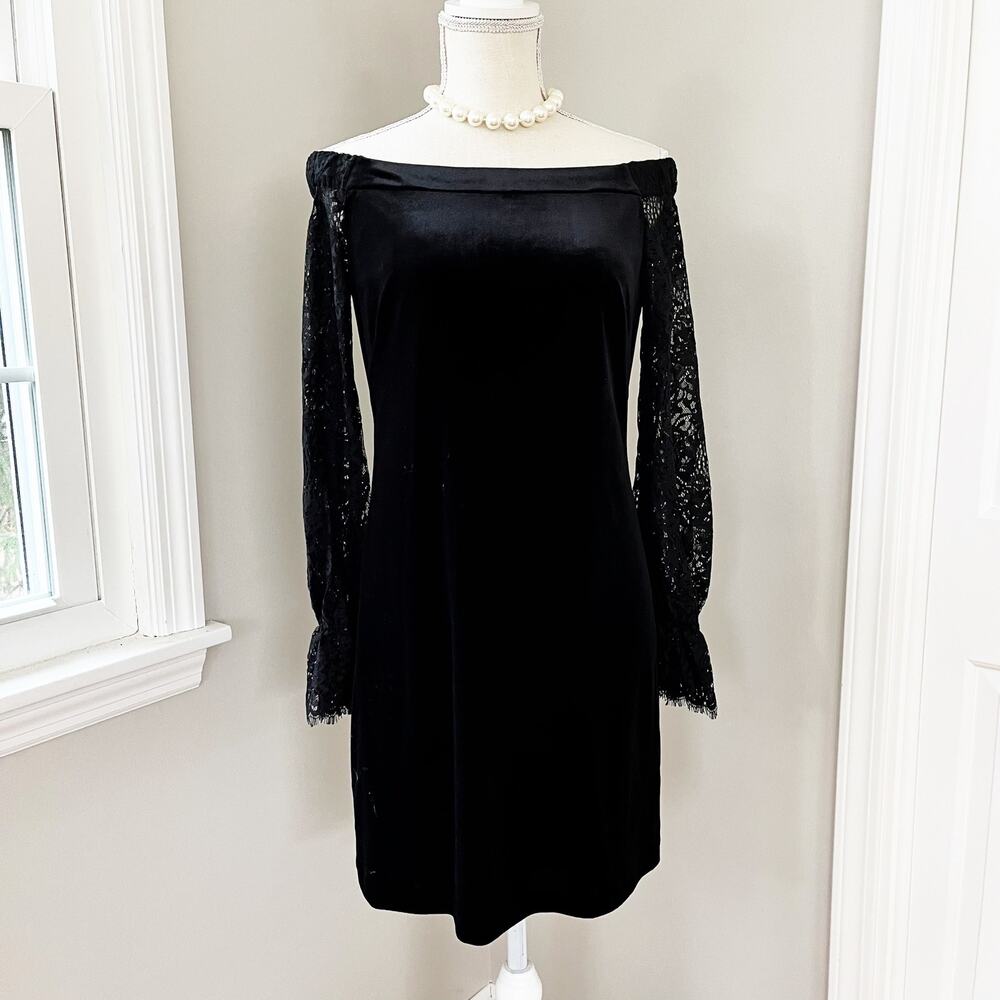 White House Black Market Black Lace Off-Shoulder Dress